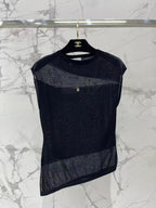 Sheer Asymmetric Sleeveless Top