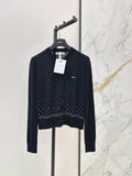 Gradient Rhinestone Crew Neck Cardigan