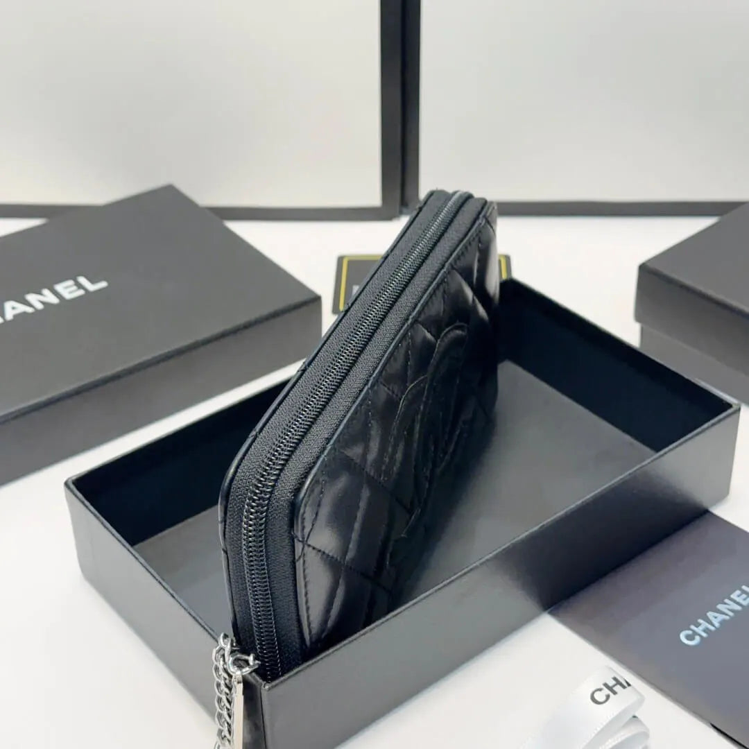 Stitched Zip Long Wallet