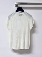 Rib Knit Cap Sleeve Crew Neck Top