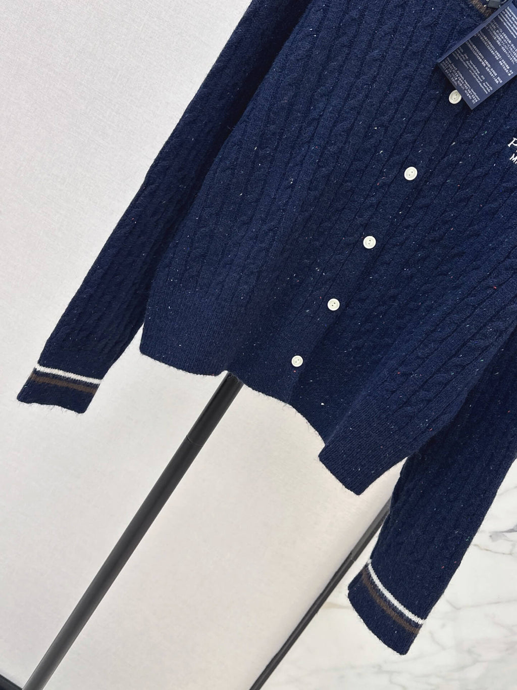 Speckled Cable Knit Crew Cardigan