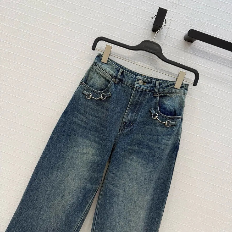 Metal Chain Pocket Jeans