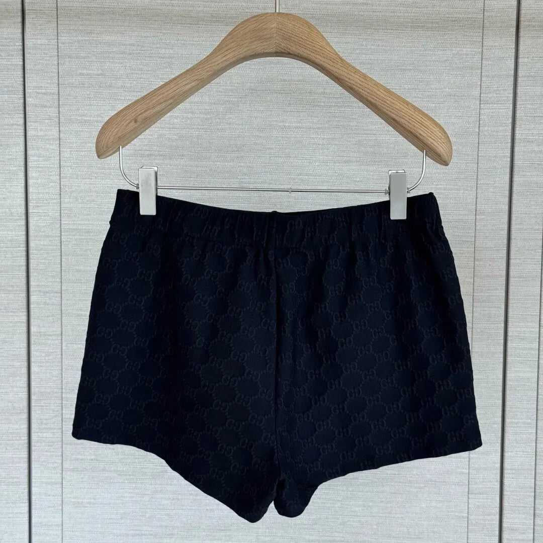 Elastic Waist Jacquard Mini Shorts