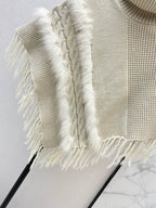 Turtleneck Fringe Knit Poncho
