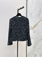Black Silver Tweed Round Neck Jacket