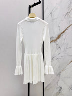 Collar Tie Flare Sleeve Knit Dress