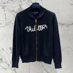 3D Embroidery Zip-Up Knit Jacket