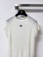 Rib Knit Cap Sleeve Crew Neck Top