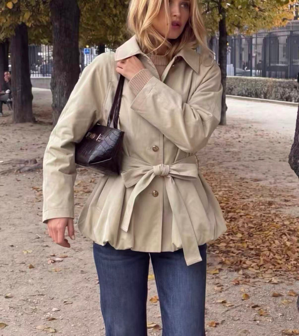 Bubble Hem Trench Coat