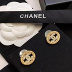 Gold-tone openwork oval Double-C stud earrings