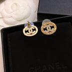 Gold-tone openwork oval Double-C stud earrings