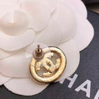 Gold-tone openwork oval Double-C stud earrings