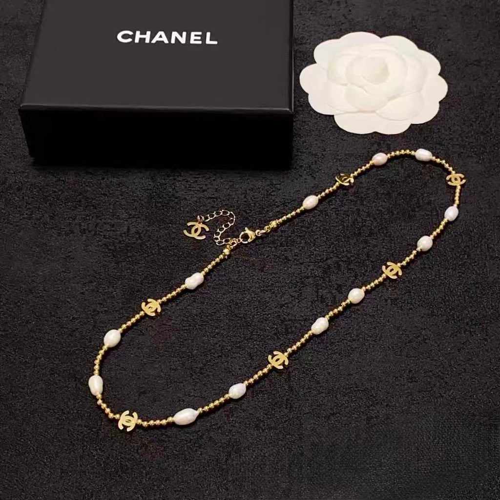 Natural Pearl Gold Chain Necklace