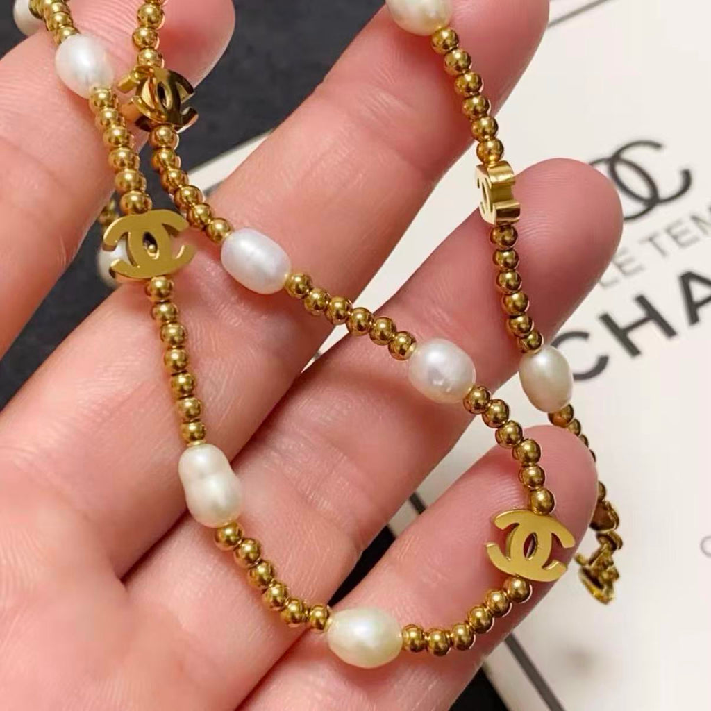 Natural Pearl Gold Chain Necklace