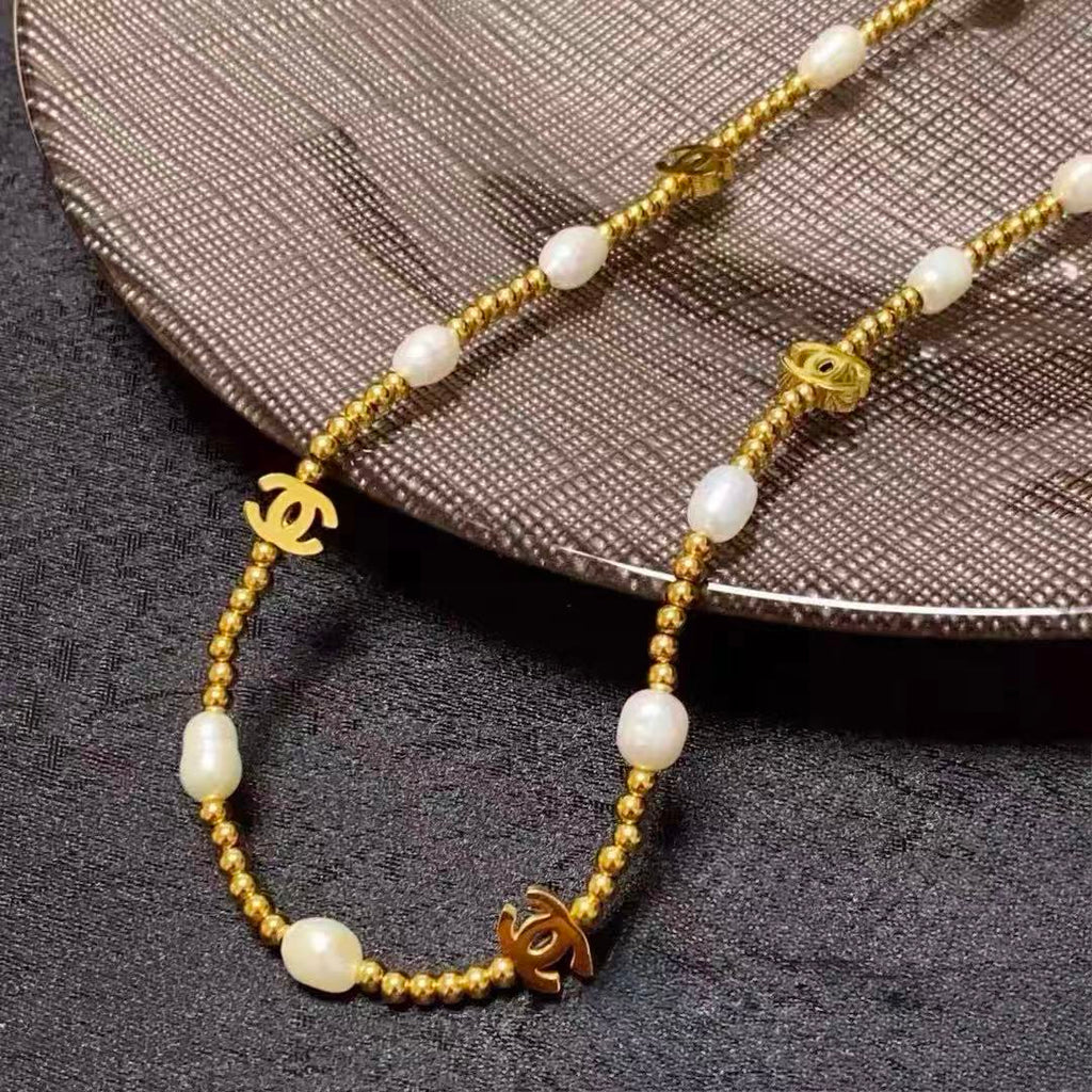 Natural Pearl Gold Chain Necklace