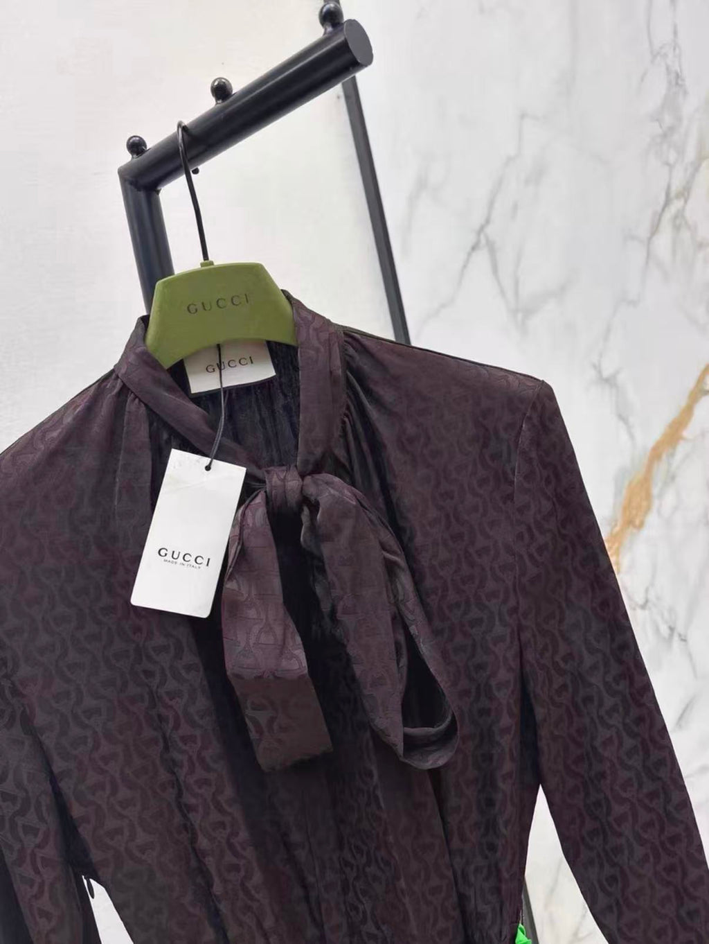 Ribbon-Tie Subtle Pattern Dress
