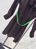 Ribbon-Tie Subtle Pattern Dress
