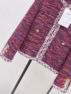 Red-Blue Mixed Tweed Jacket and Skirt Set