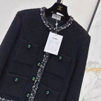 Emerald Green Button Black Jacket