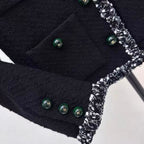 Emerald Green Button Black Jacket