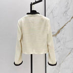 Elegant Contrast-Color Woven Jacket and Skirt Set