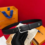 Classic Solid-Color Belt with Metal Accents