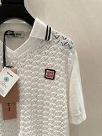 Preppy Collared Hollow Knit Top