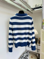 Vintage Contrast Stripe Knit Polo Top