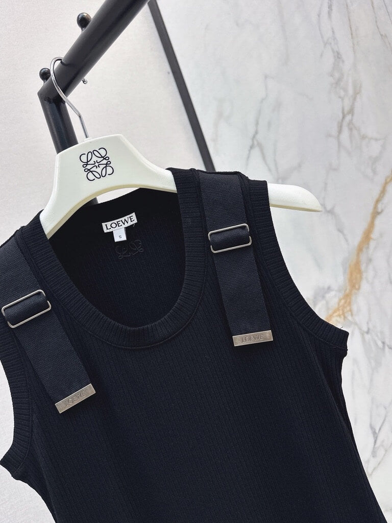 Buckle Strap Knit Midi Dress