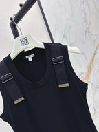 Buckle Strap Knit Midi Dress