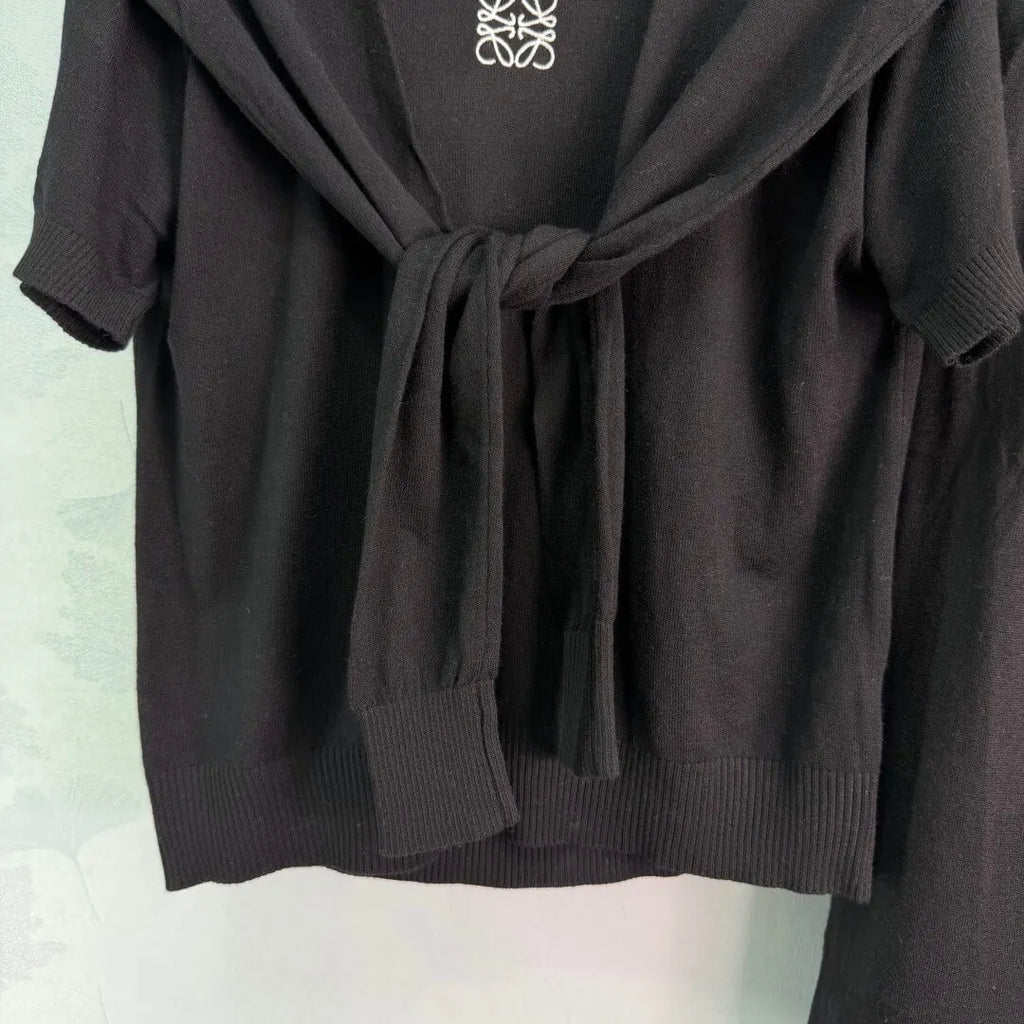 Tie Shawl Knit Two-Piece Set