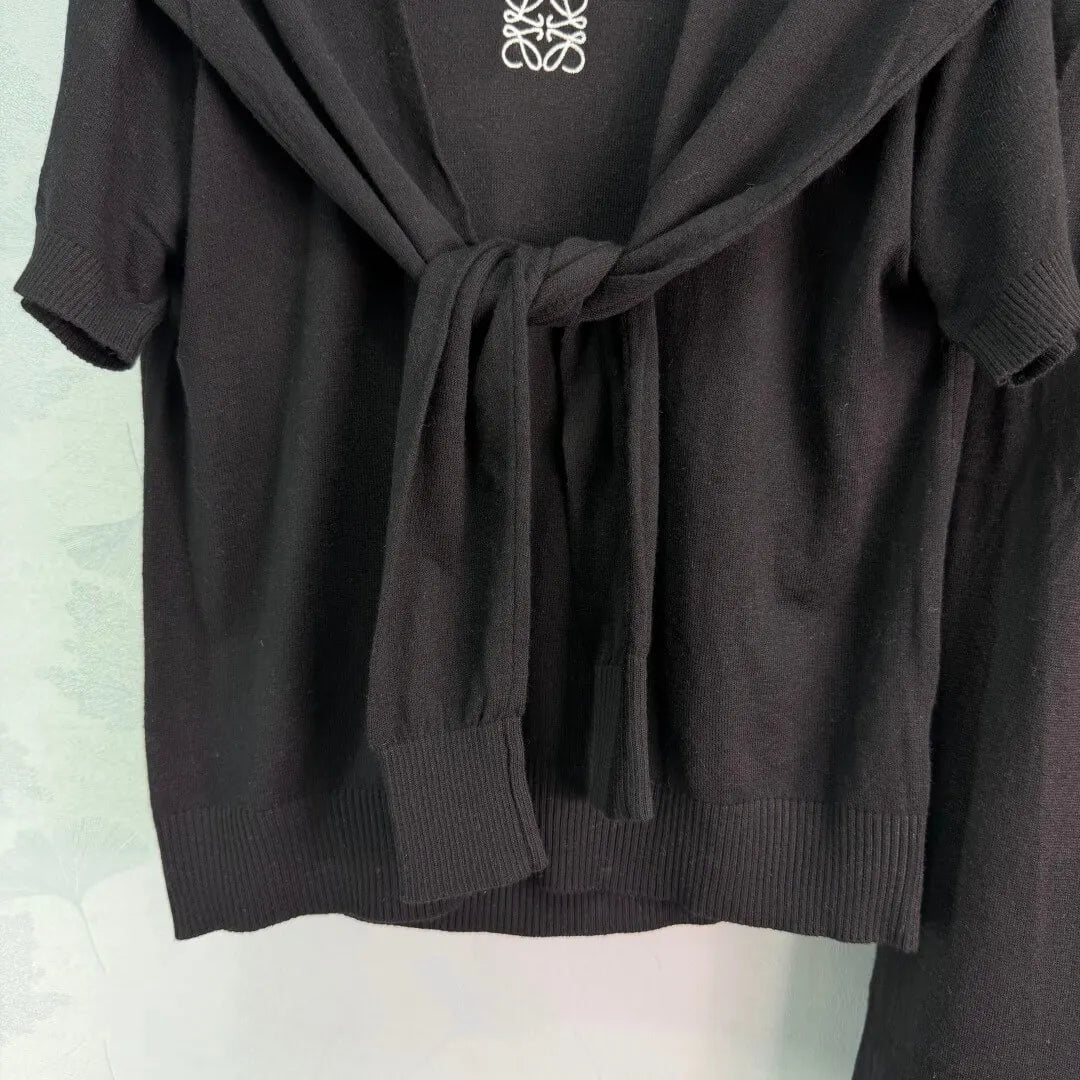 Tie Shawl Knit Two-Piece Set