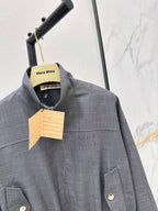 Stand Collar Drawstring Waist Jacket