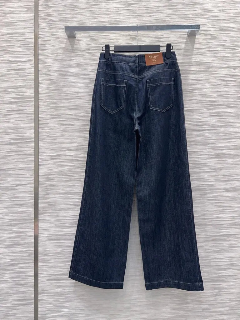 Dark Raw Denim Logo Jeans