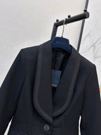 Trim Shawl Collar Fitted Suit Jacket