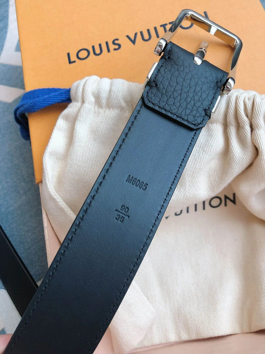 Grained Leather Belt with Metal Accents