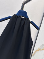 Contrast Tie Halter Loose Dress