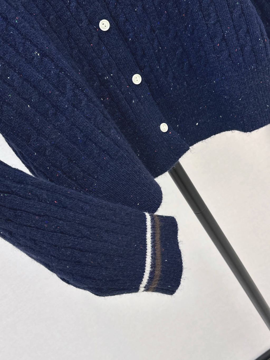 Speckled Cable Knit Crew Cardigan