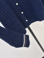 Speckled Cable Knit Crew Cardigan