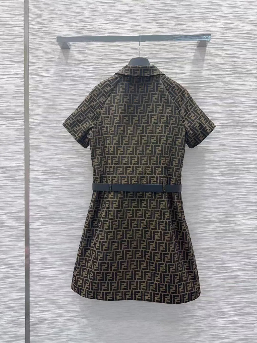 All-Over Print Half-Zip Mini Dress
