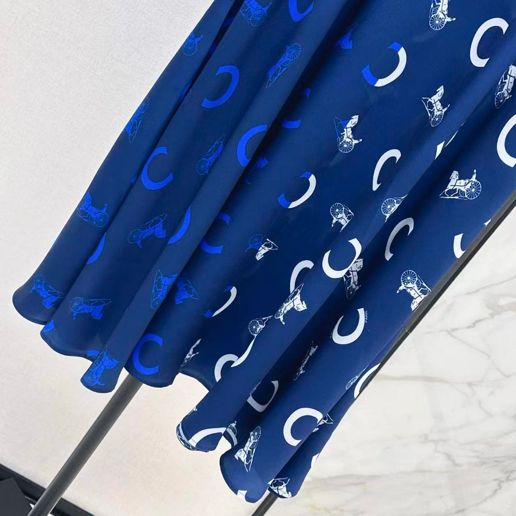Satin Carriage Print Skirt