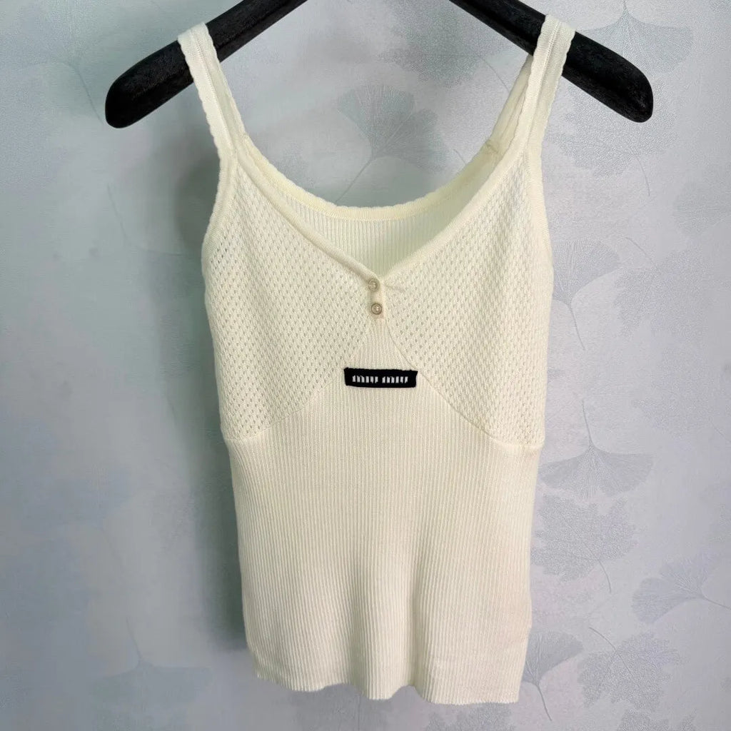 Mesh Knit Cardigan and Cami Two-Piece Set