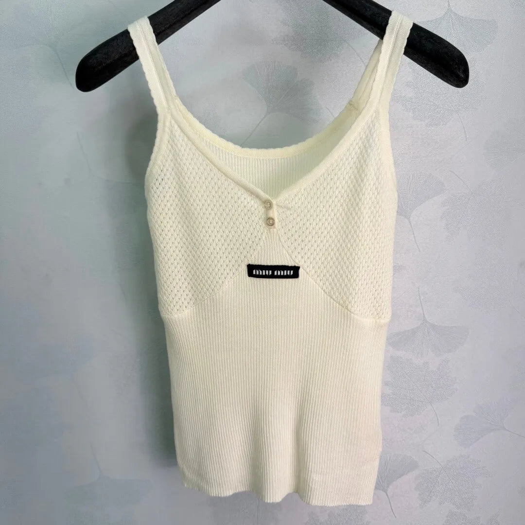 Mesh Knit Cardigan and Cami Two-Piece Set
