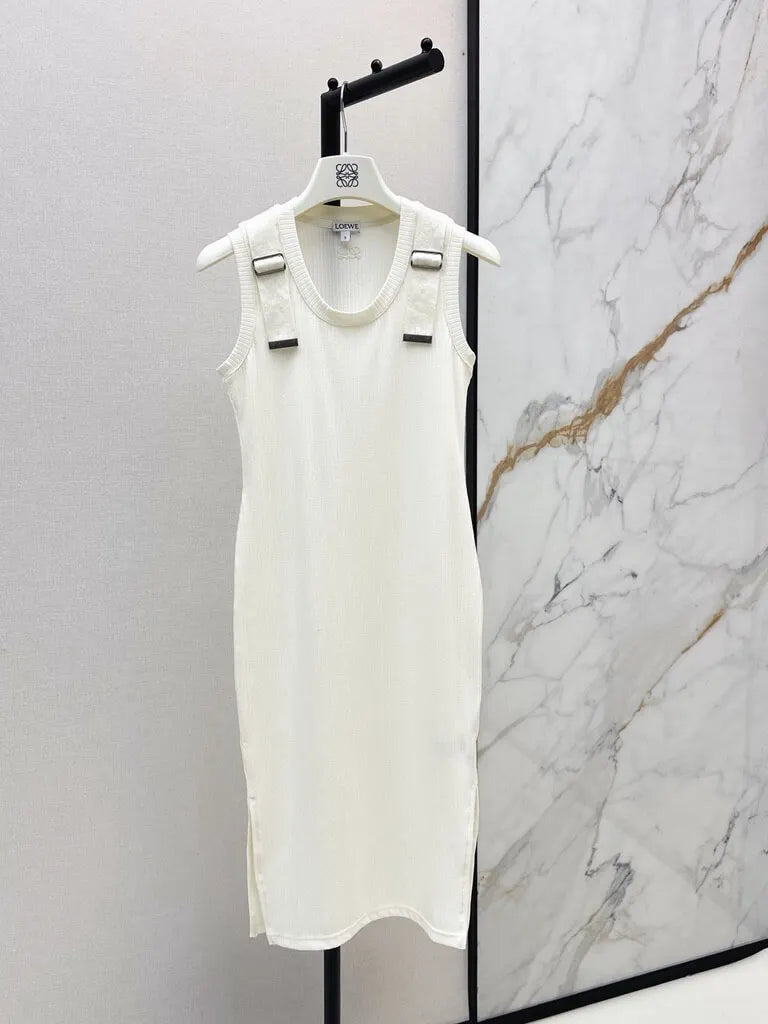 Buckle Strap Knit Midi Dress