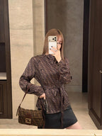 Self Belt Monogram Long Sleeve Shirt