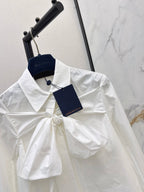 White Big Bow Collar Long Sleeve Shirt