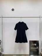 Gold Button Doll Collar Mini Dress