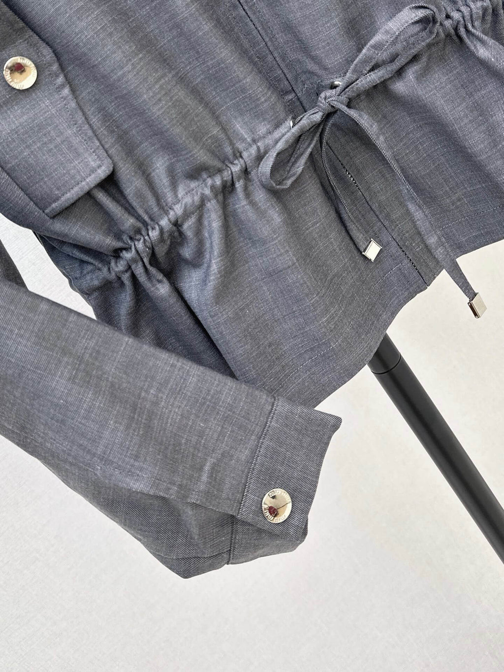Stand Collar Drawstring Waist Jacket