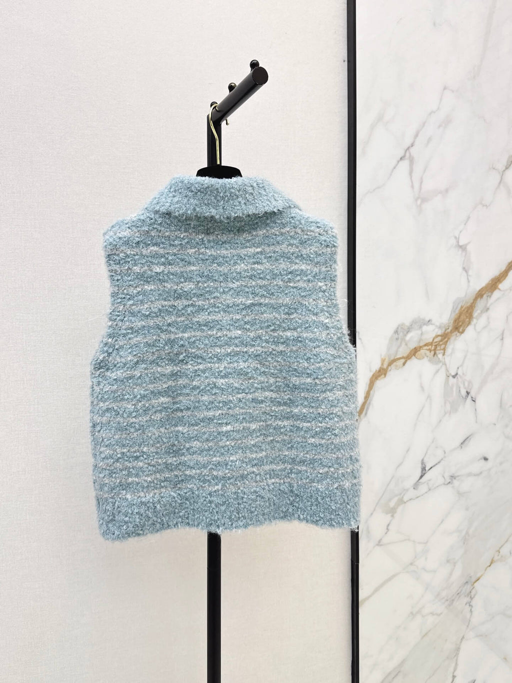 Stripe Polo Neck Knit Vest