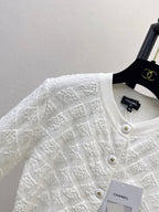 Diamond Jacquard Ruffle Hem Knit Cardigan